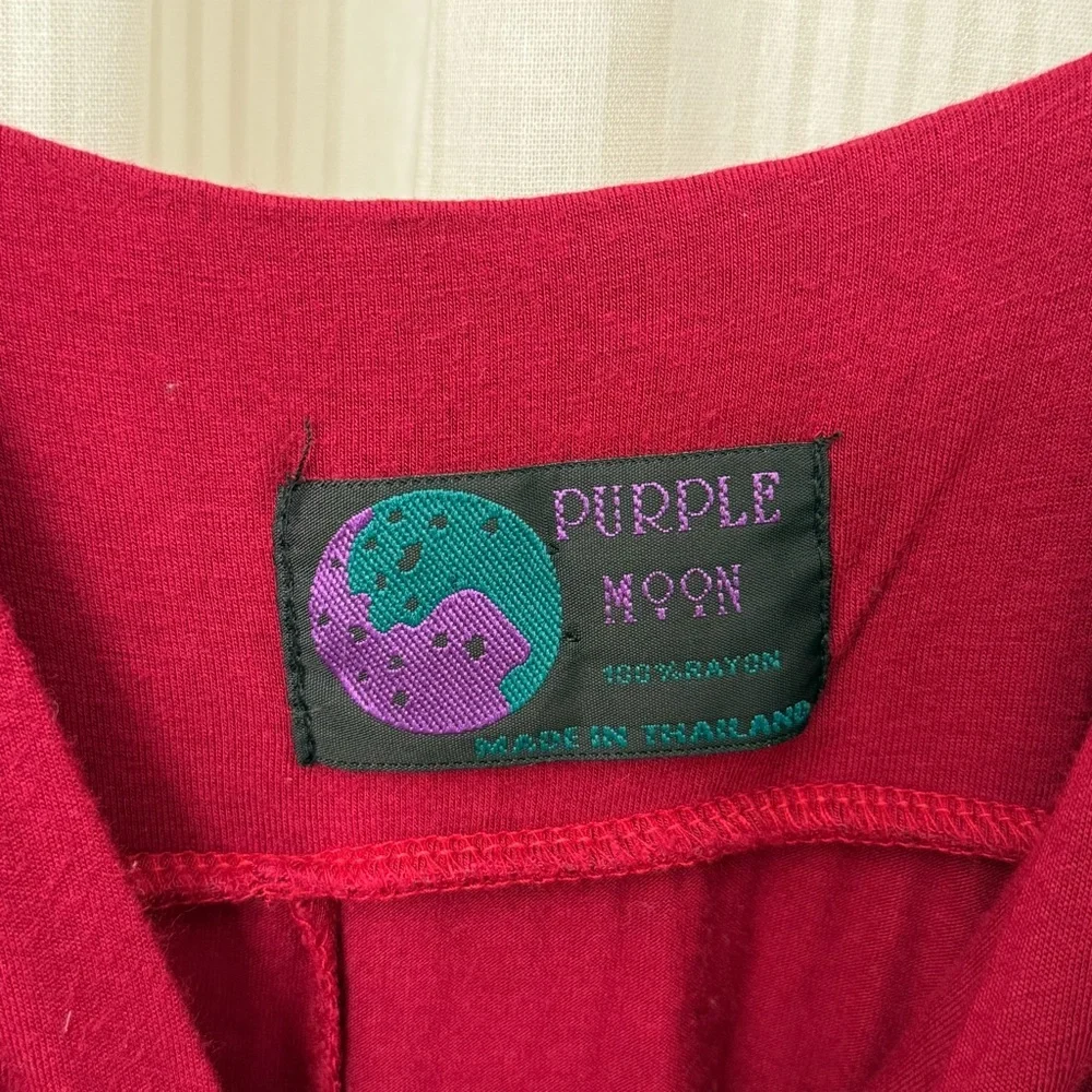 Purple Moon Wine Red Burgundy V-Neck A Line Midi Dress